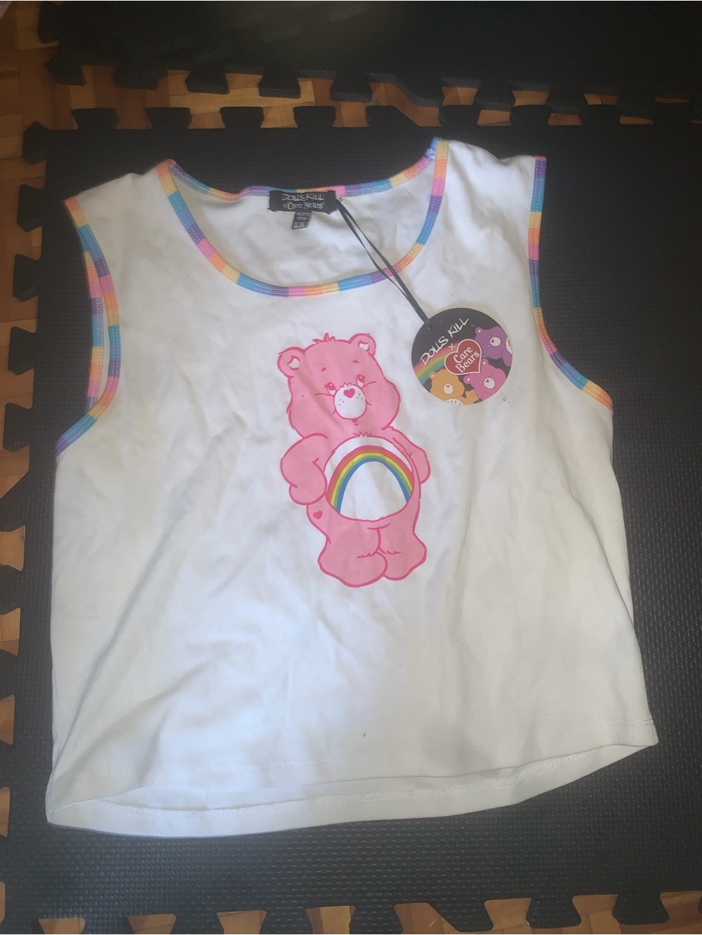Dollskill Care Bears Pink Rainbow Tank Top  - White